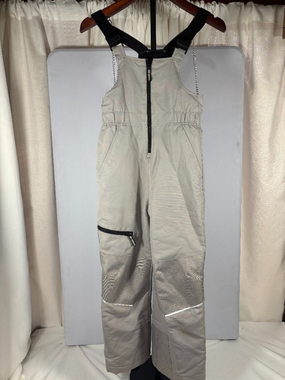 Swiss Tech Insulated Ski Snow Bibs Overalls - Light Gray Size M (8)